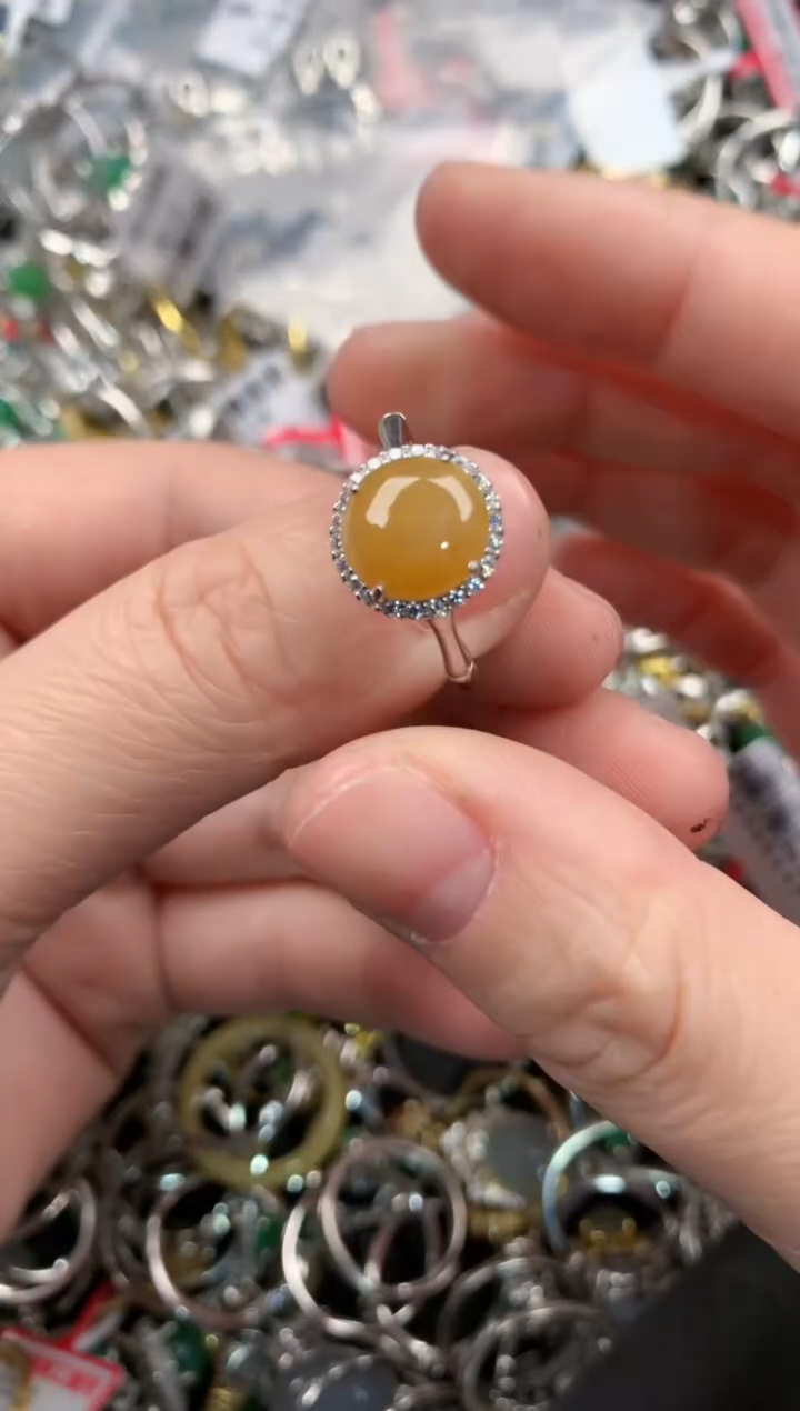 银S925镶嵌戒指翡翠12  10