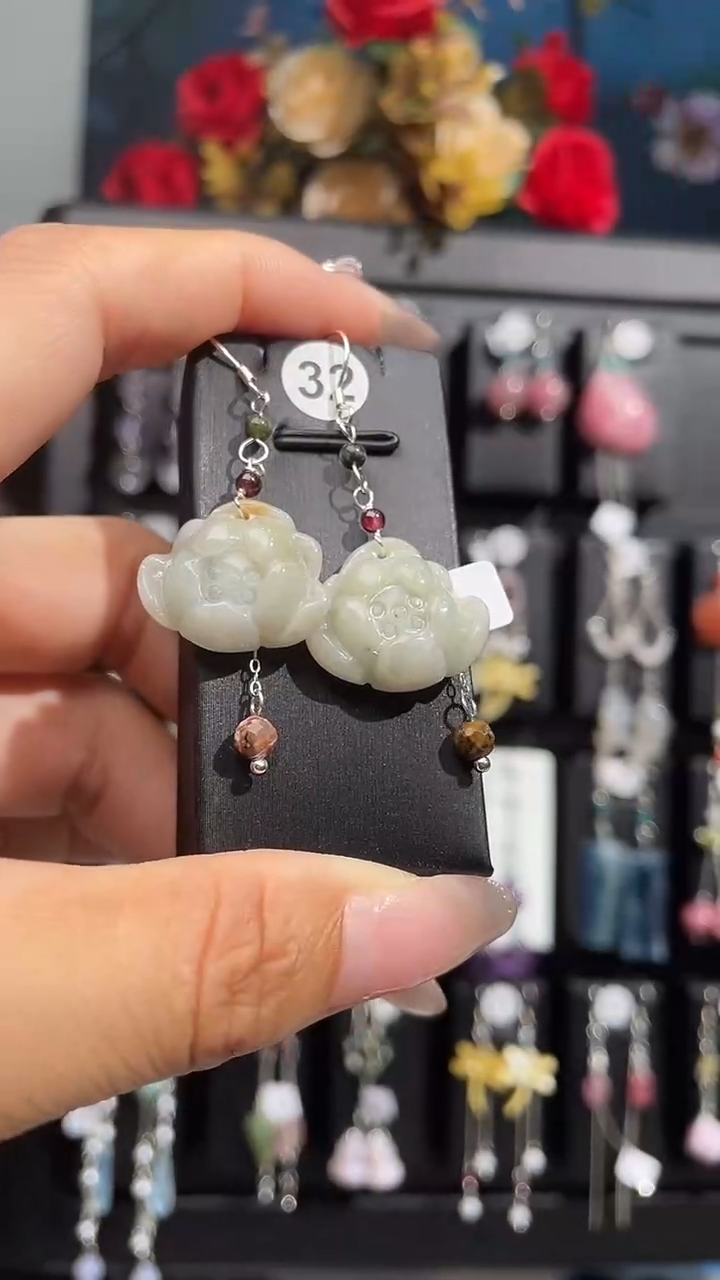 银S925镶嵌耳饰紫晶花* 花神