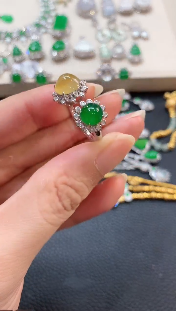 翡翠戒指18K金镶嵌b53   