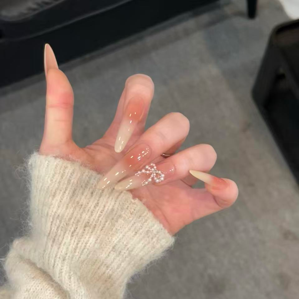 奶皮子】珍珠蝴蝶结拍拍胶纯御系列高定纯手工穿戴甲