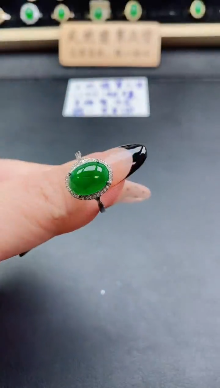 银S925镶嵌戒指翡翠1