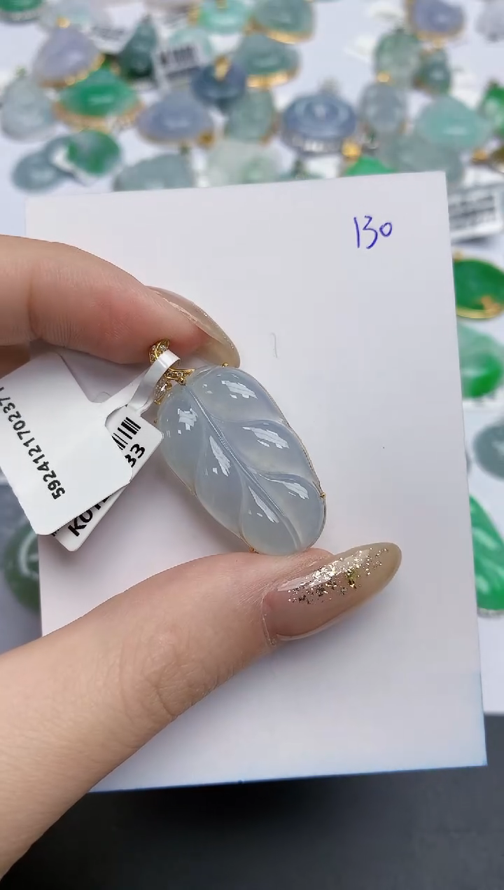 【闪购商品】翡翠颈饰18K金镶嵌天然缅甸翡翠A货