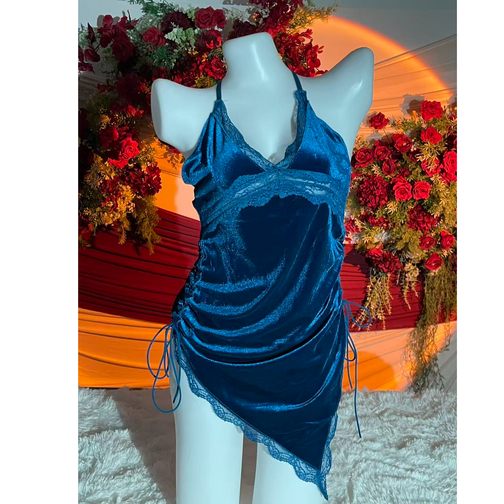 V领大码新年款女士金丝绒吊带睡衣家居服 气质显瘦05