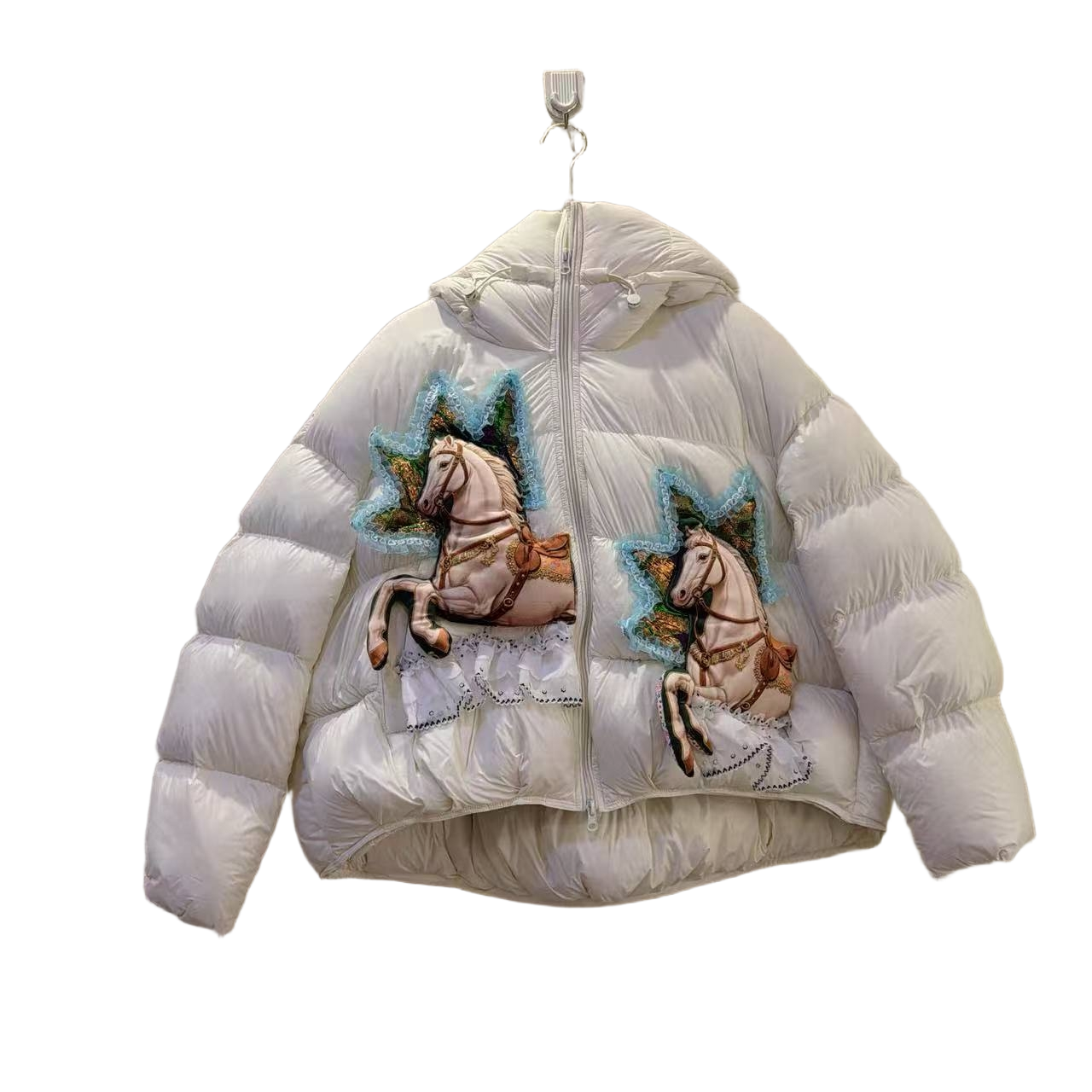  ATT潮牌女装2025冬欧洲站度假风甜美花卉拼接撞色拼接重工外套