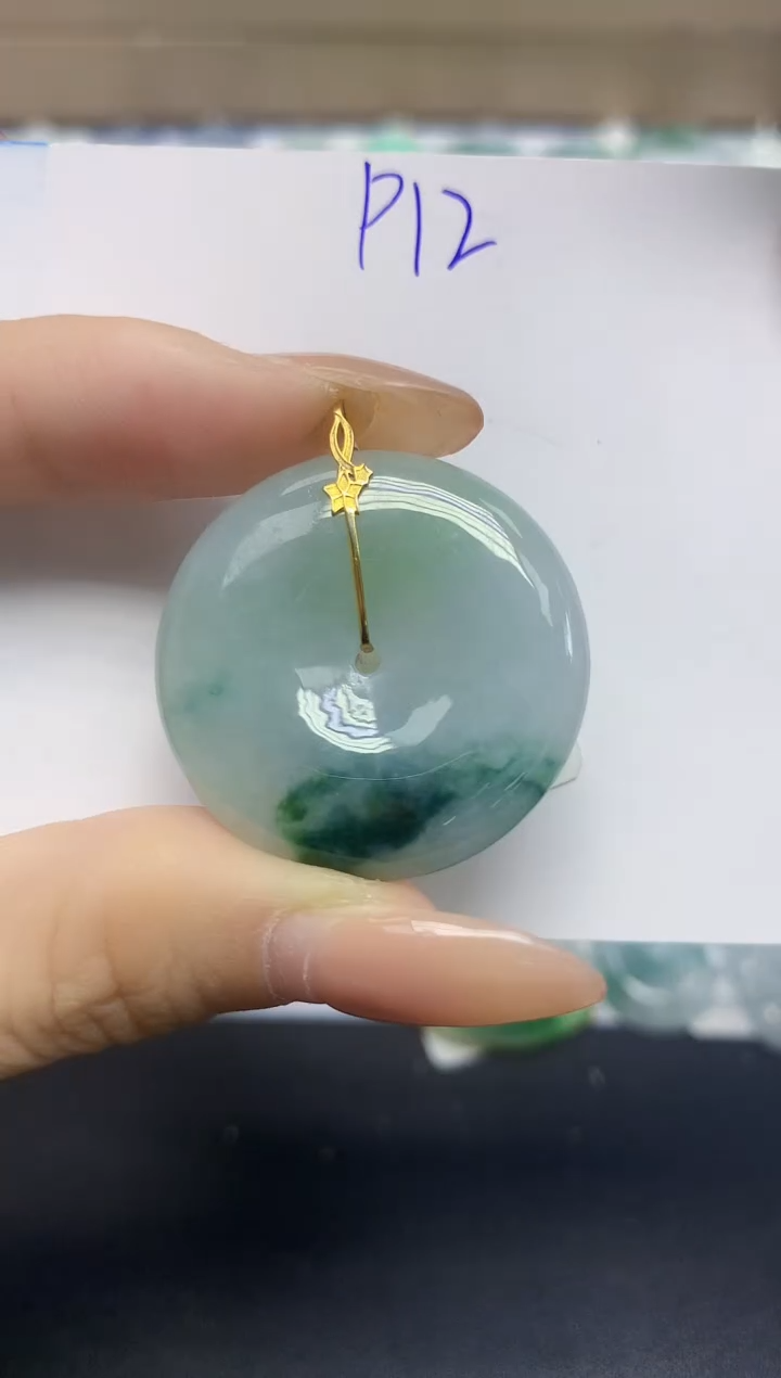 颈饰18K金镶嵌翡翠天然缅甸翡翠A货翡翠百元以上9元证书费自理