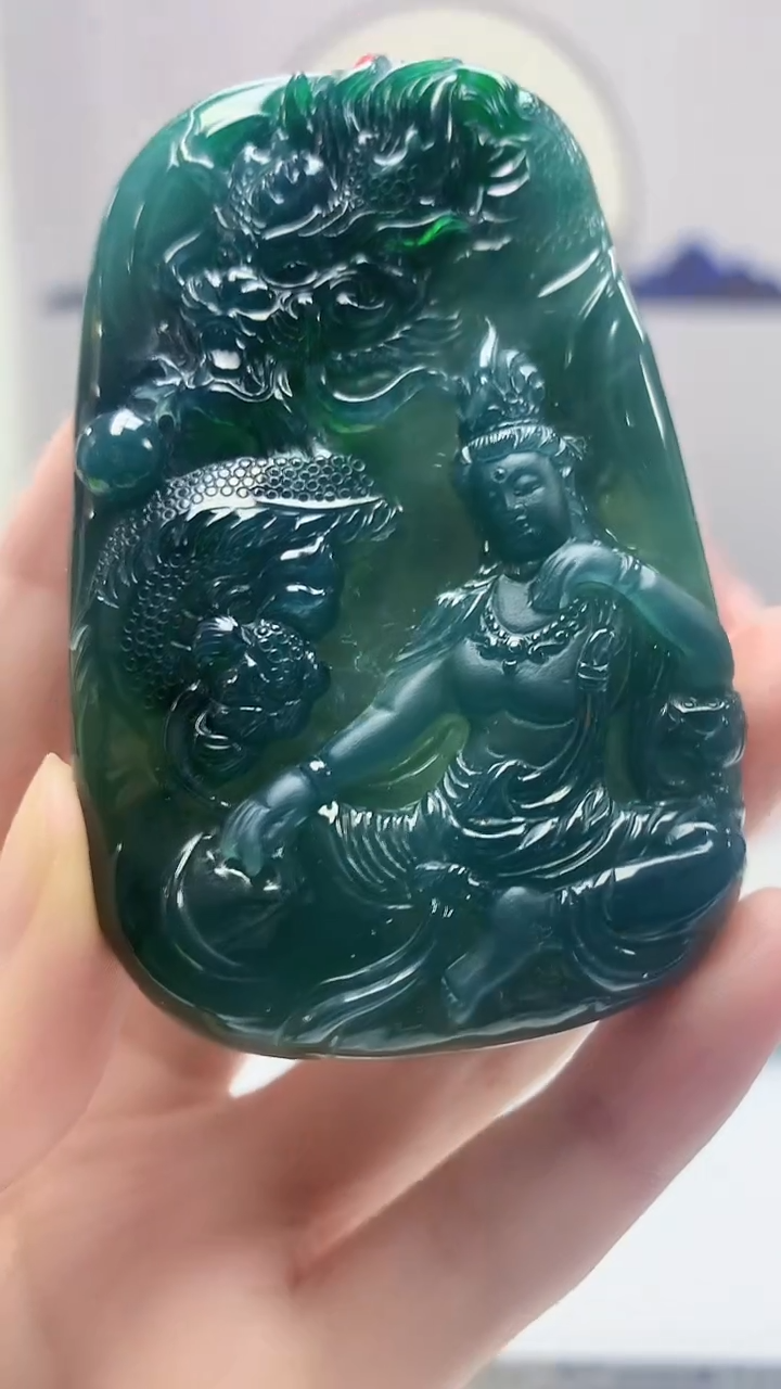 【闪购商品】定制翡翠未镶嵌4852zm-毛货赠珠链观音161