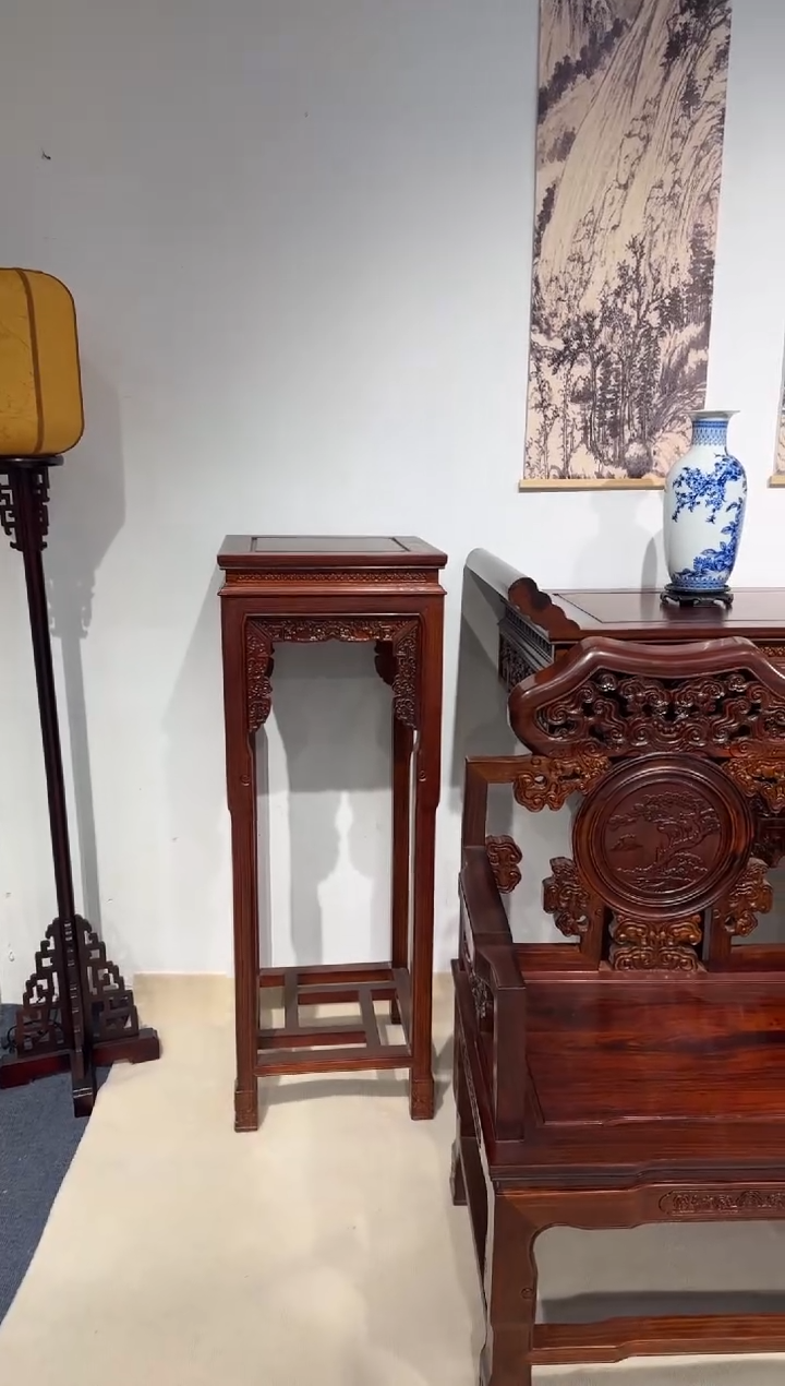 黑酸枝木类书架飞****修高花几