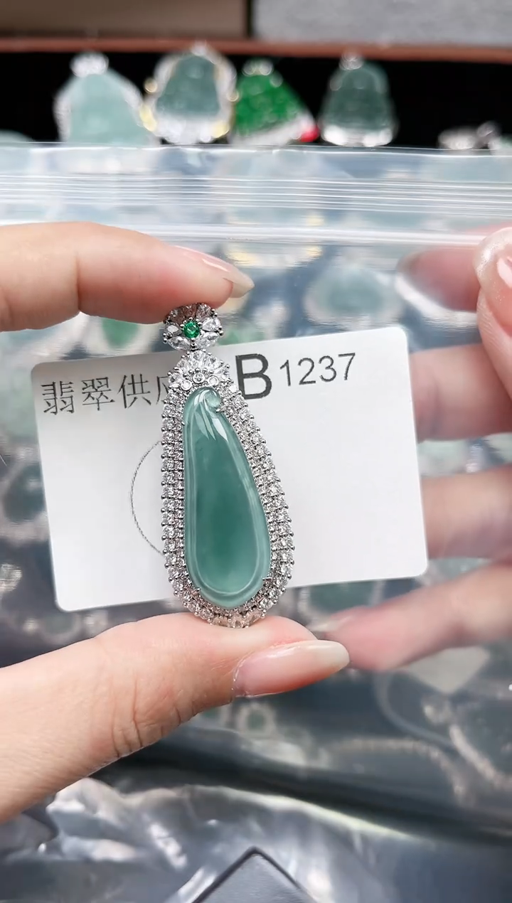 【闪购商品】翡翠颈饰未镶嵌1237赠皮绳