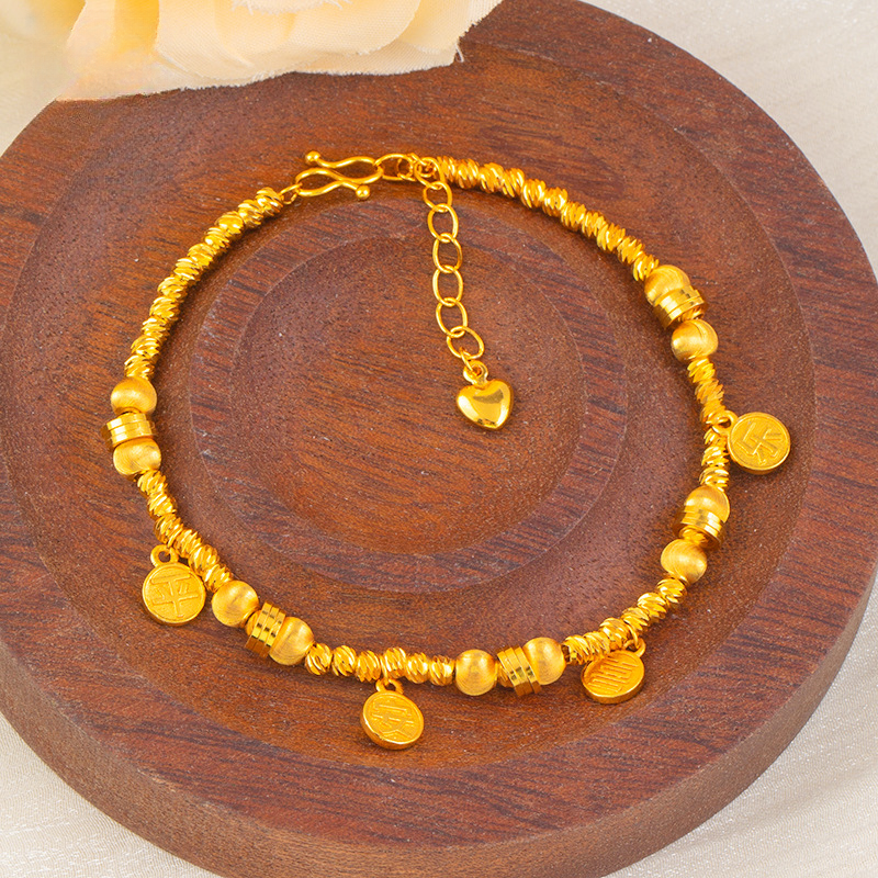 铜合金手链  精工久不掉色平安喜乐猫眼珠斜纹爆闪女手链