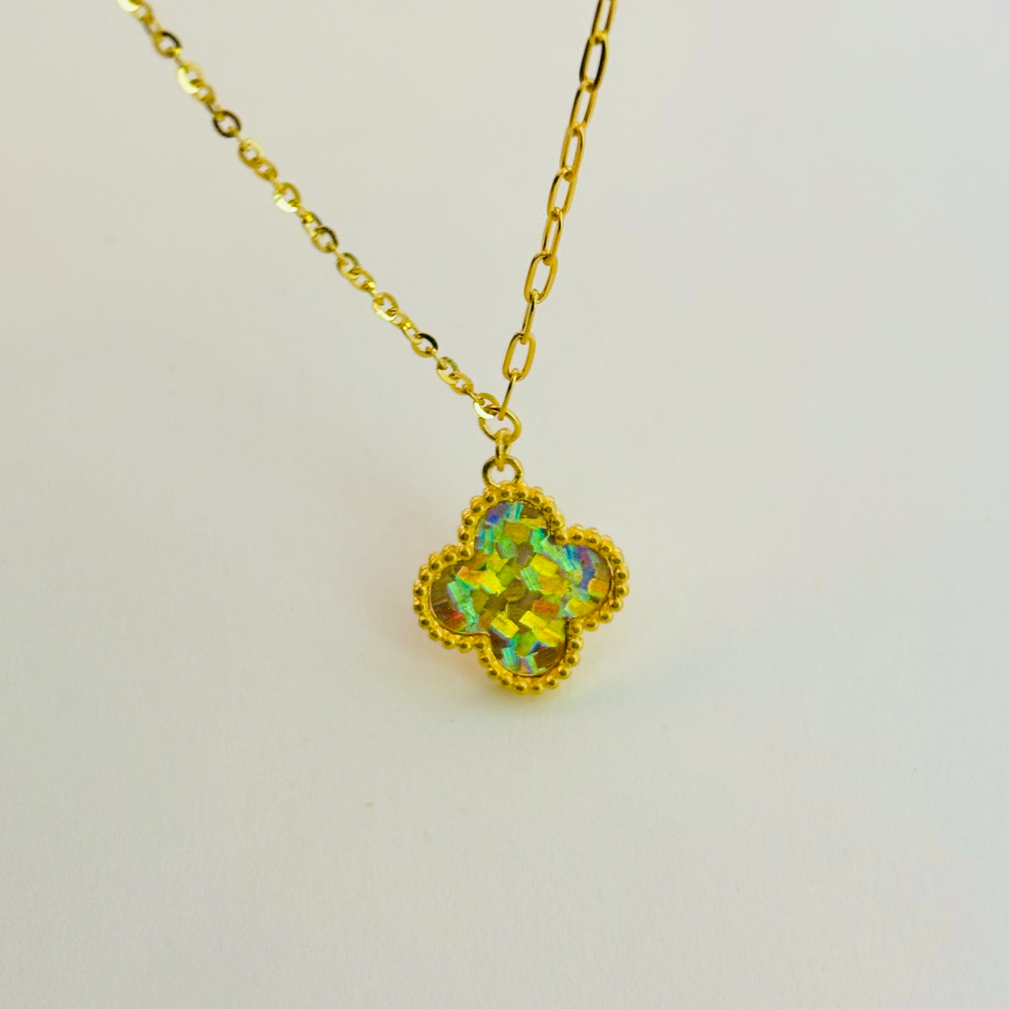 SUNFEEL/赛菲尔【一店】足金999冰钻四叶草黄金项链礼物实心