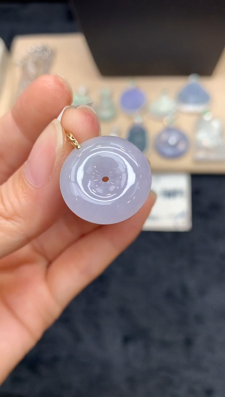 【闪购商品】翡翠吊坠(不含链)18K金镶嵌平安扣 多样性发其一