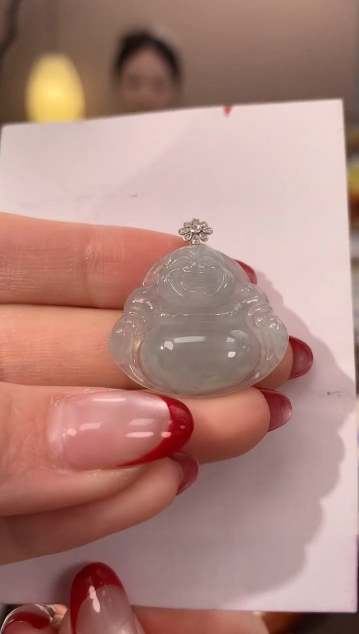 【闪购商品】翡翠颈饰18K金镶嵌天然缅甸a货翡翠