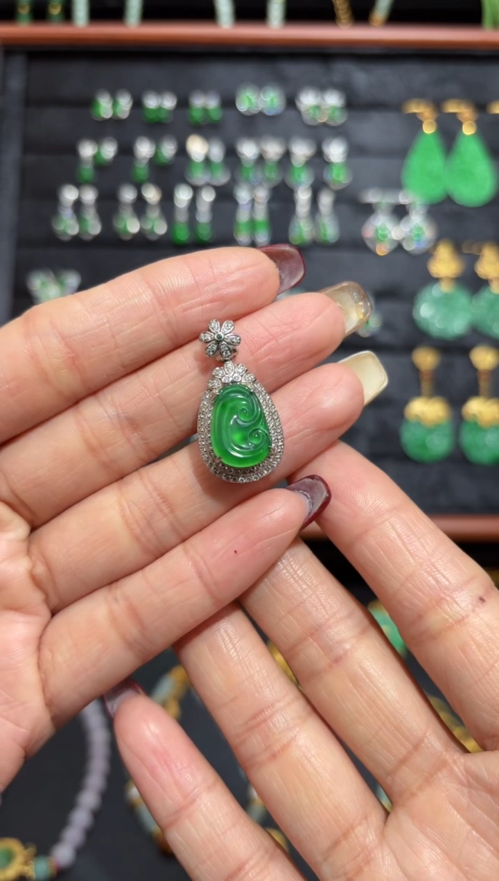 【闪购商品】翡翠颈饰银S925镶嵌蛋面/支持复检/一件