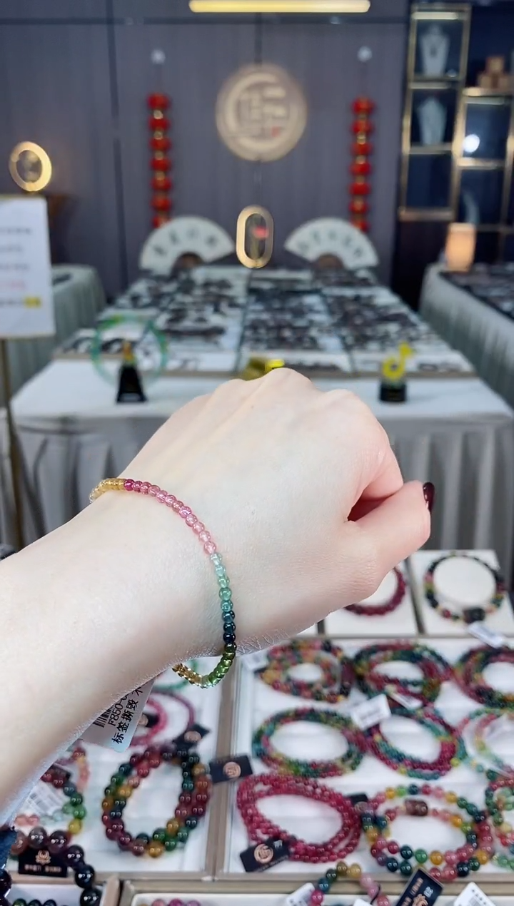 未镶嵌老矿碧玺色标净体单圈手串3mm+碧玺dan多样性发货一条