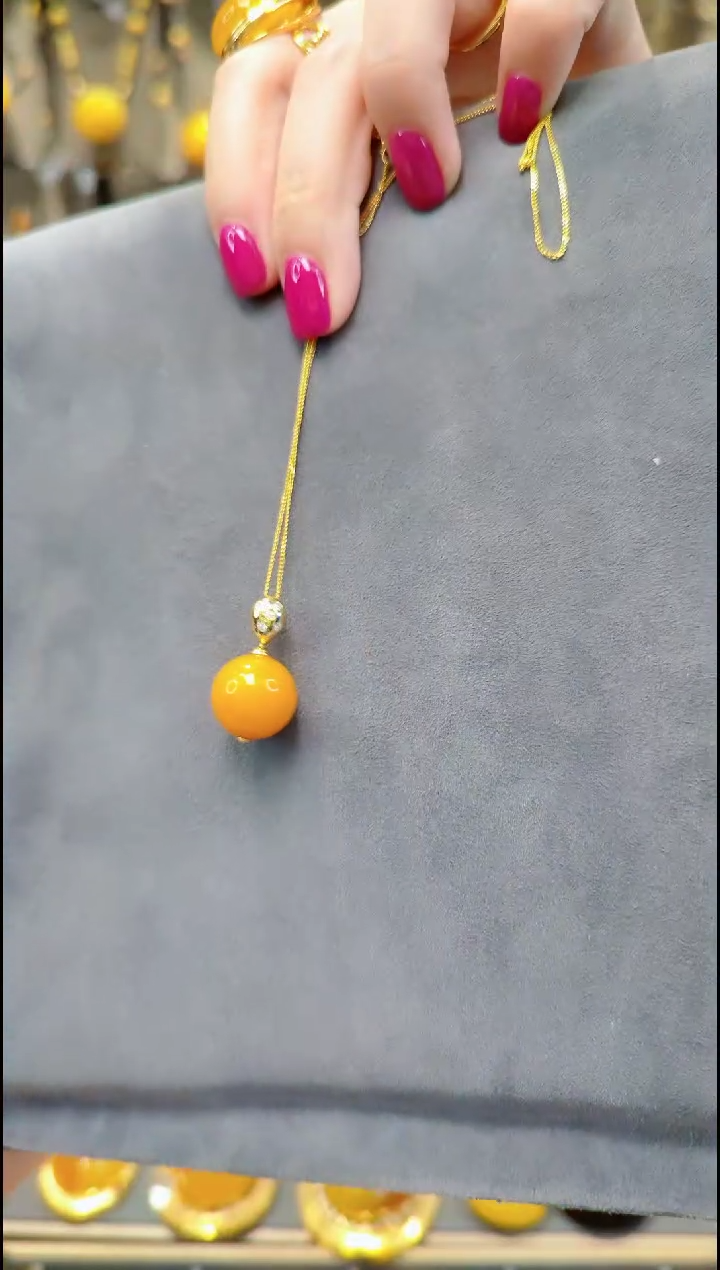 【闪购商品】蜜蜡吊坠(赠链)银S925镀金镶嵌A997蜜蜡吊坠