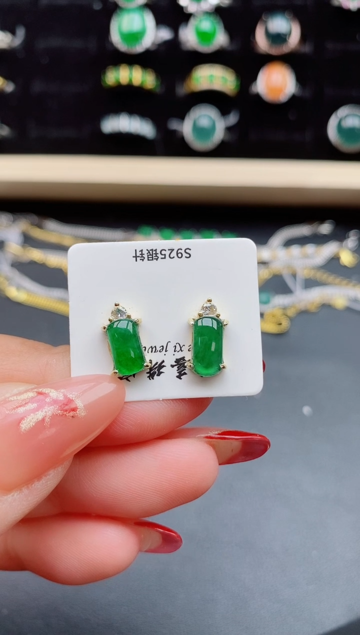 【闪购商品】翡翠耳饰银S925镶嵌321321