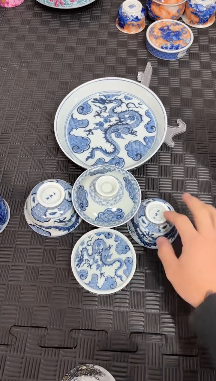 盖碗瓷焕**新景德镇陶瓷茶具七丞堂穿云龙套组俩大压手杯