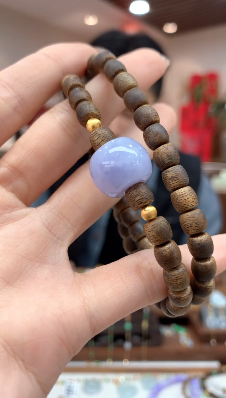 【闪购商品】翡翠手串18K金镶嵌手串