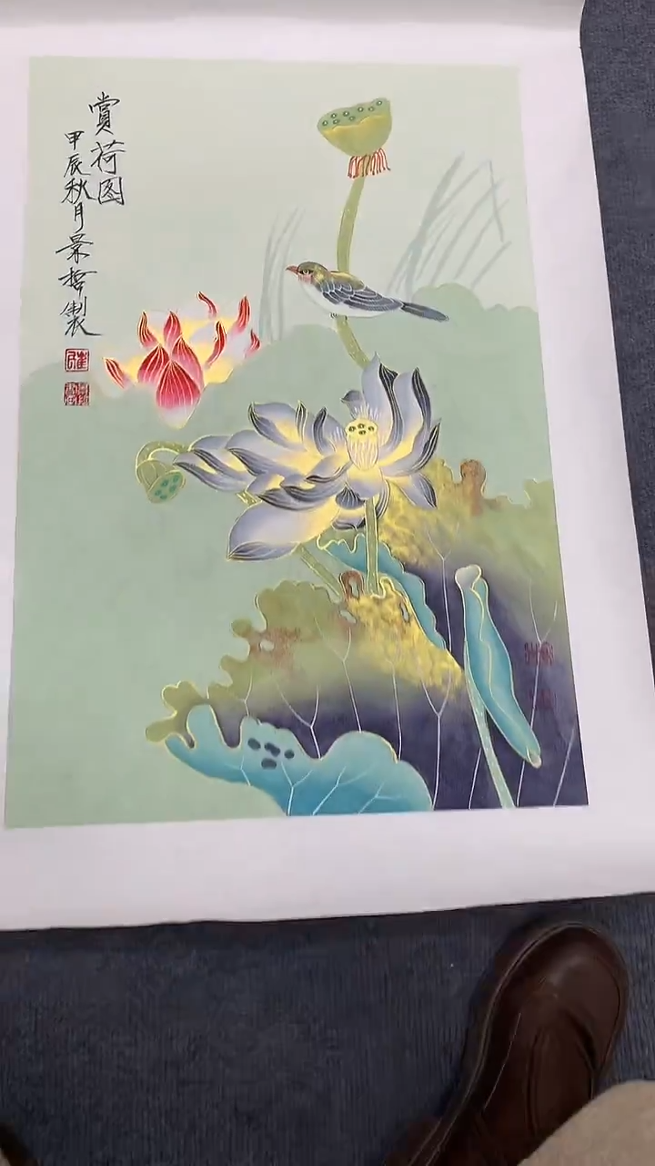 横款精品开三花鸟荷花