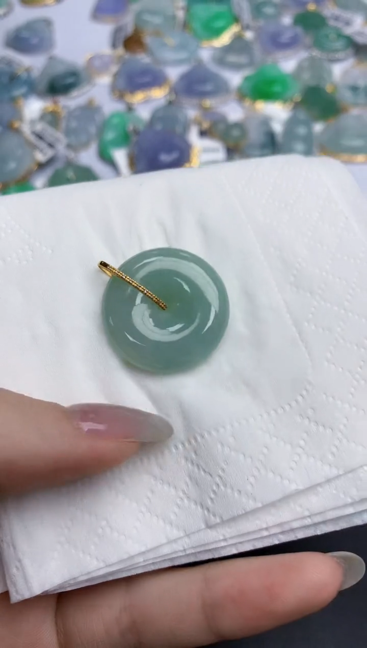 【闪购商品】翡翠颈饰18K金镶嵌天然缅甸翡翠A货