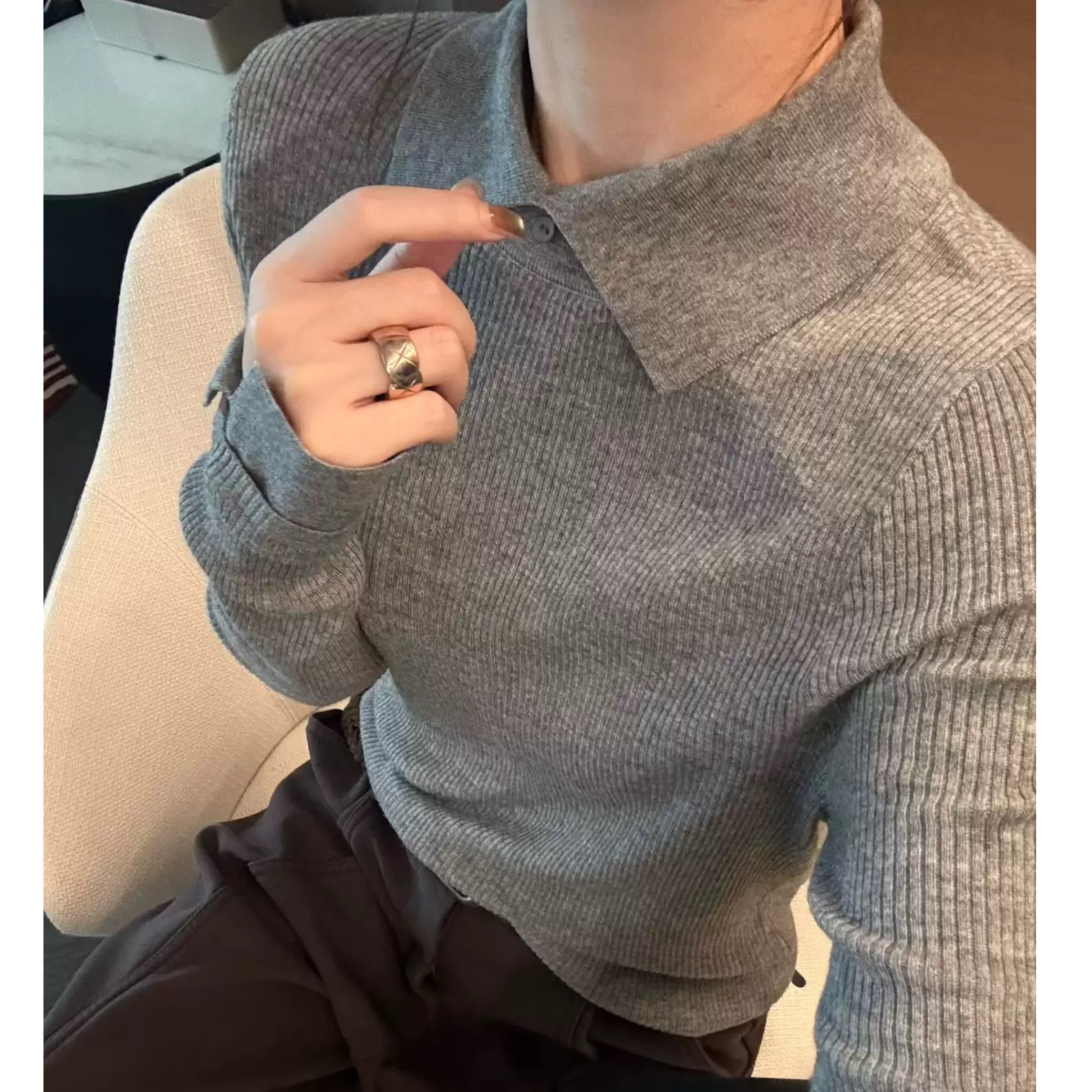 2025秋冬新款打底衫女洋气高贵小众设计针织衫简约显瘦百搭打底