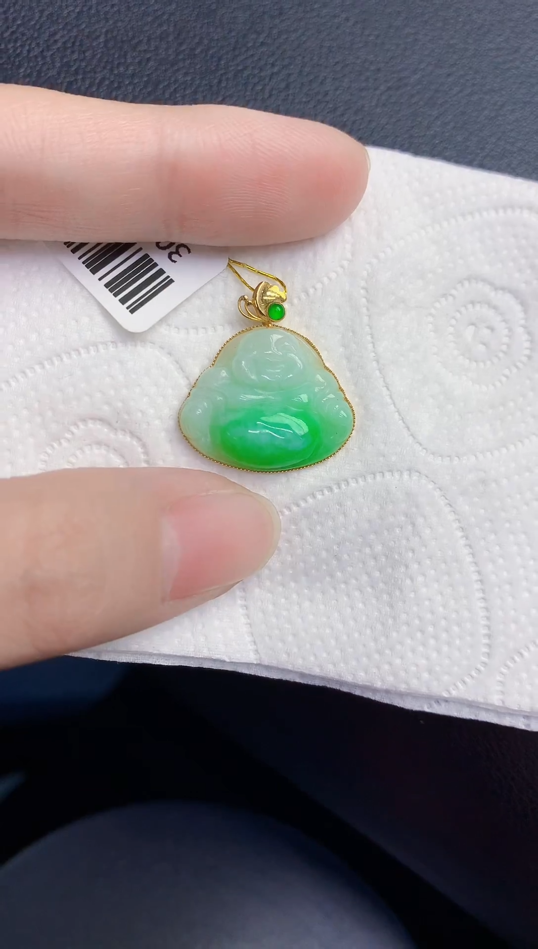 颈饰18K金镶嵌翡翠天然翡翠缅甸A货