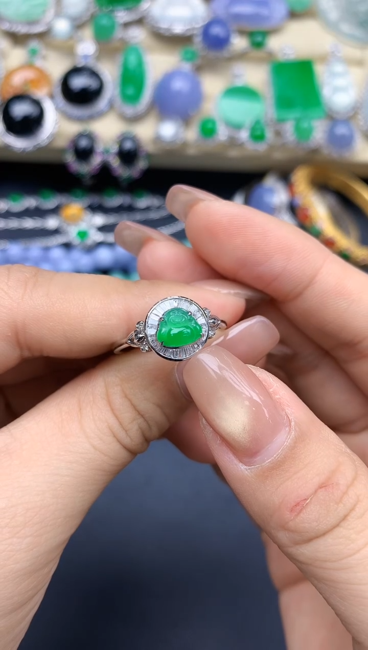 颈饰18K金镶嵌翡翠317-中国好珍宝