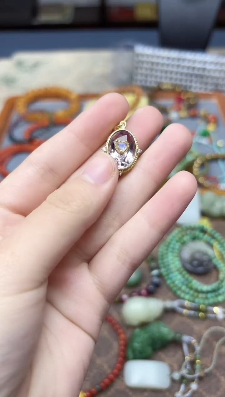 颈饰银S925镶嵌水晶s925银紫水晶吊坠TH赠链