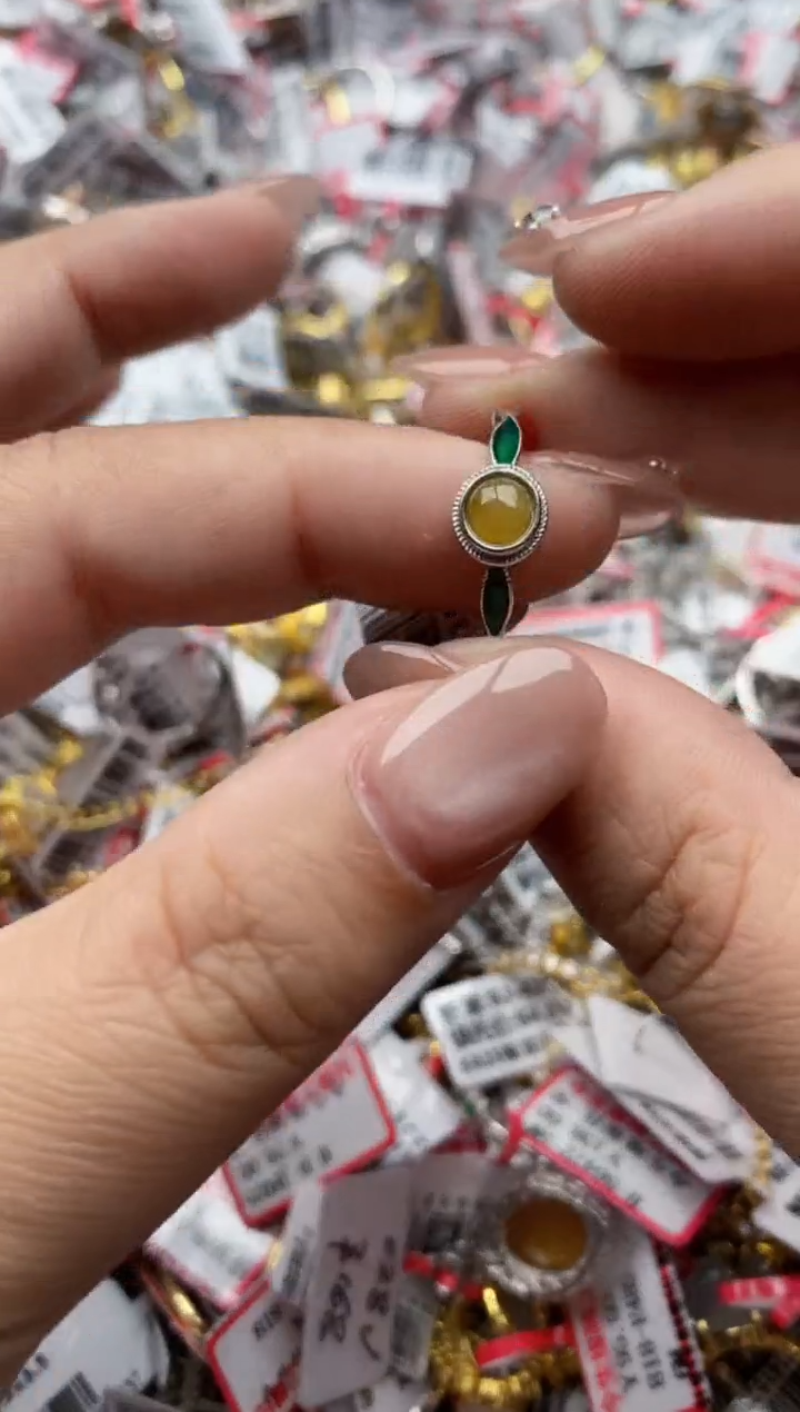 【闪购商品】翡翠戒指银S925镶嵌77777---10