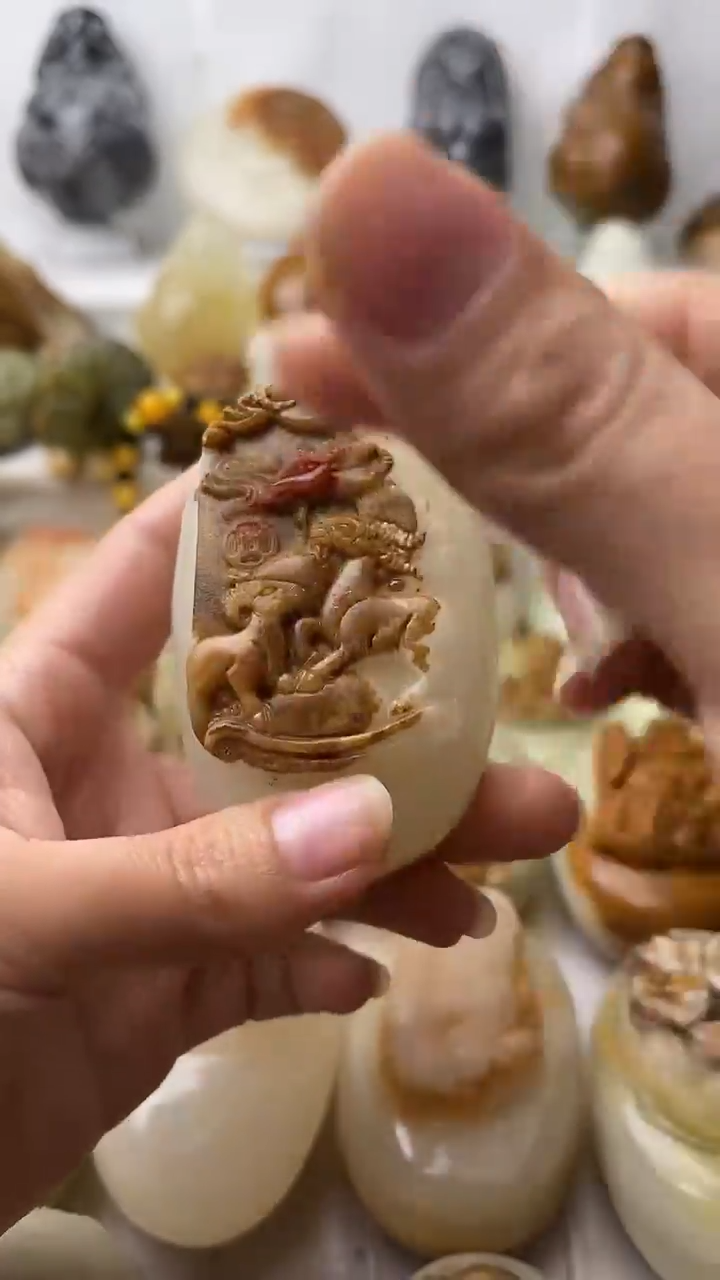 石材古青石棉纹正常不退换三羊开泰