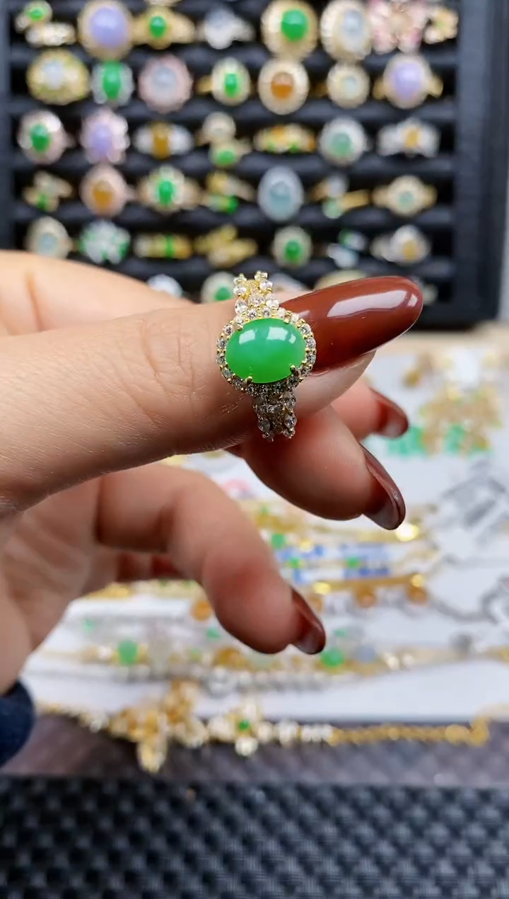 银S925镶嵌戒指翡翠129