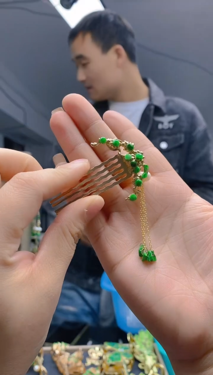 【闪购商品】翡翠耳饰合金075翡翠发簪