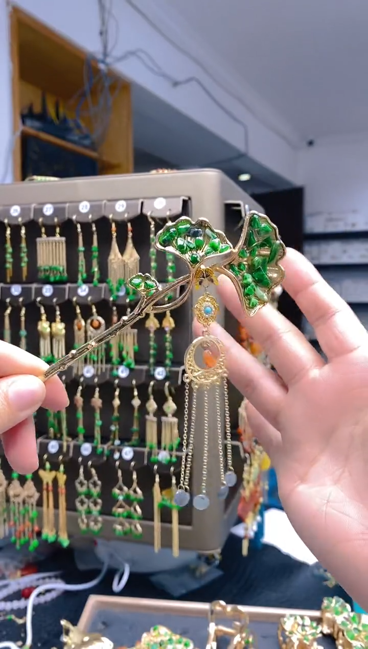 【闪购商品】翡翠耳饰合金0452翡翠发簪