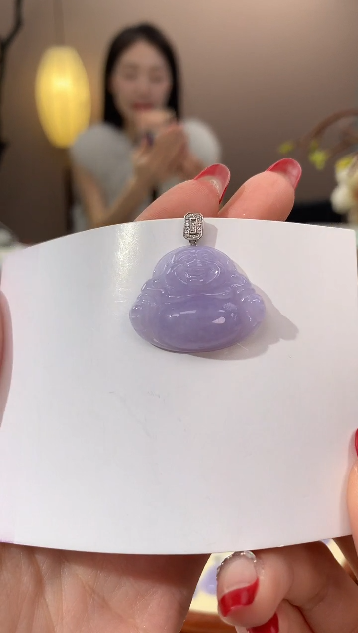 【闪购商品】翡翠颈饰18K金镶嵌天然缅甸a货翡翠