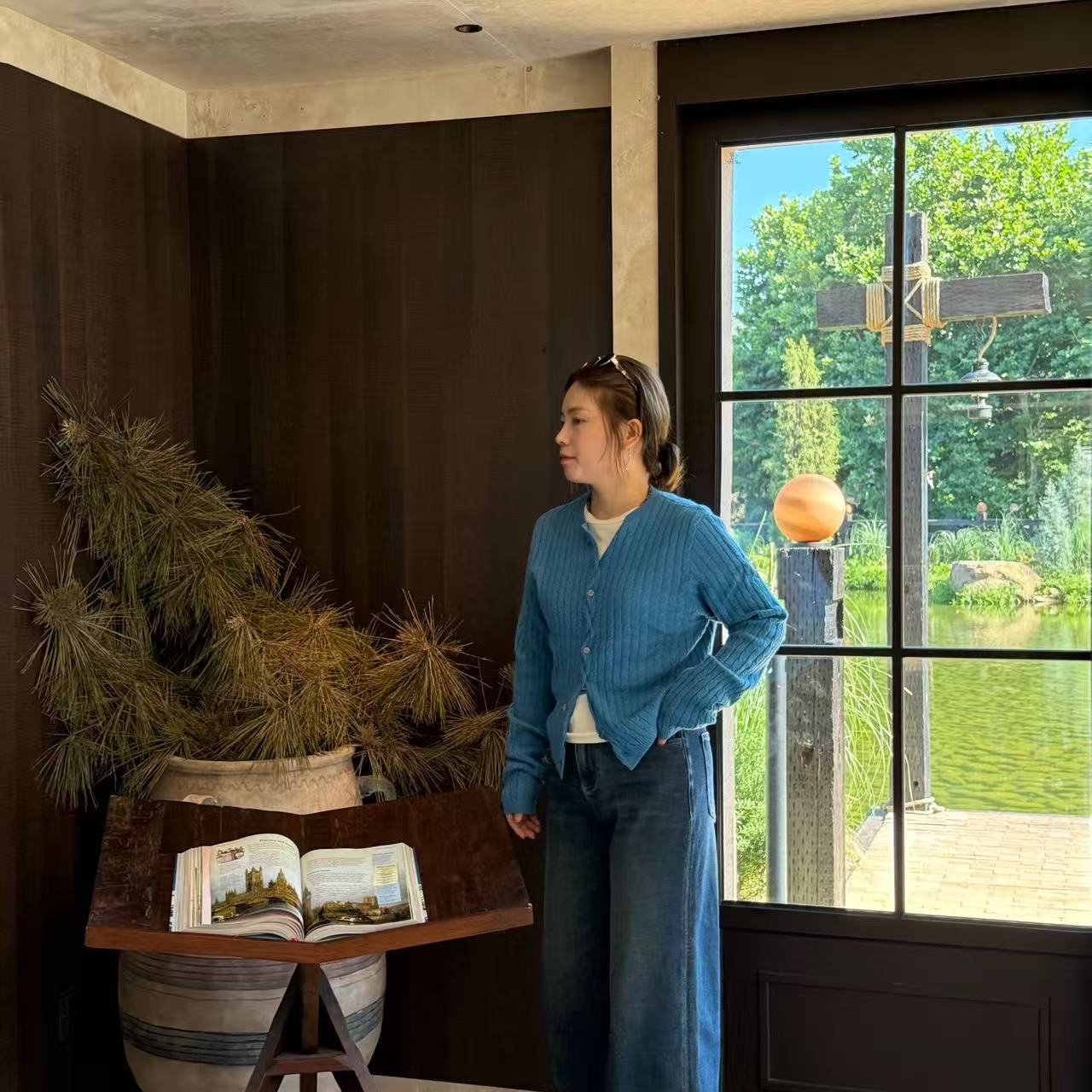 【花辰夕月】HANI秋季新款 美式复古麻花圆领长袖针织毛衣开衫T260