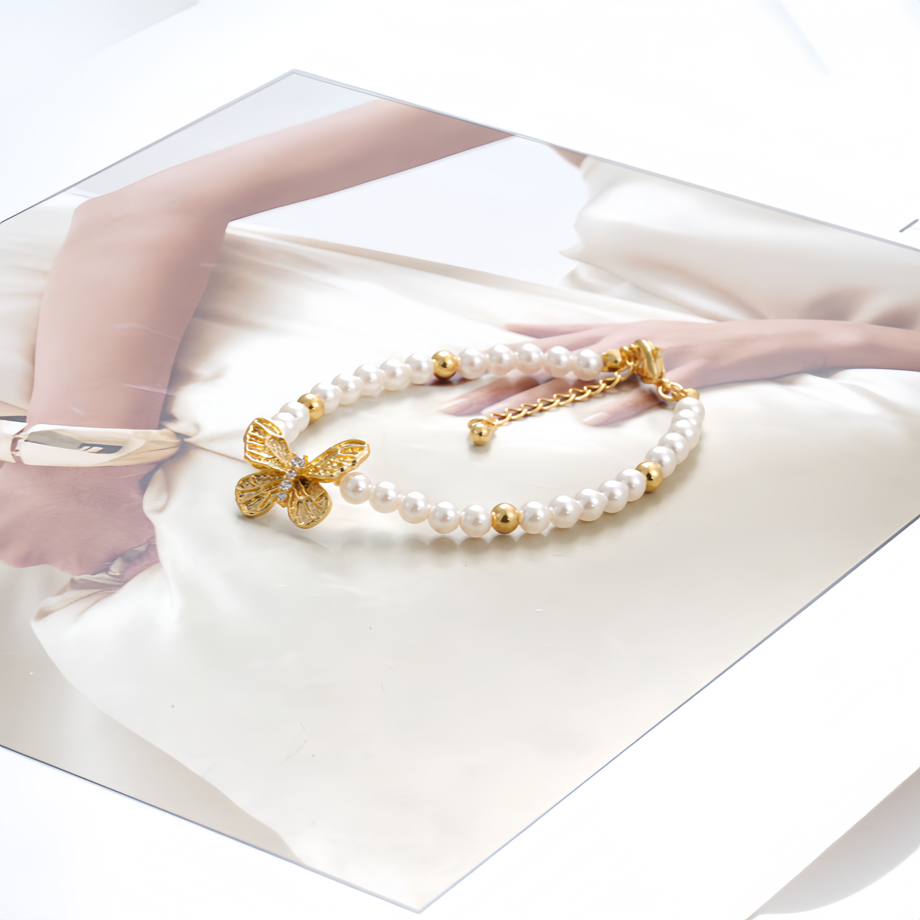 铜合金仿珍珠手链 手链9625（链长15+3cm）