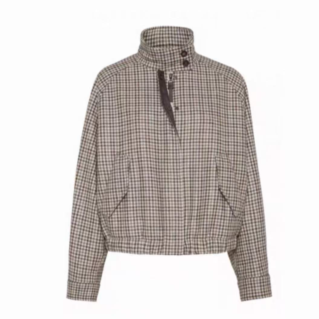 WNAG女士常规款拉链刺绣条纹皮领夹克运动夹克秋冬立领YJ05157