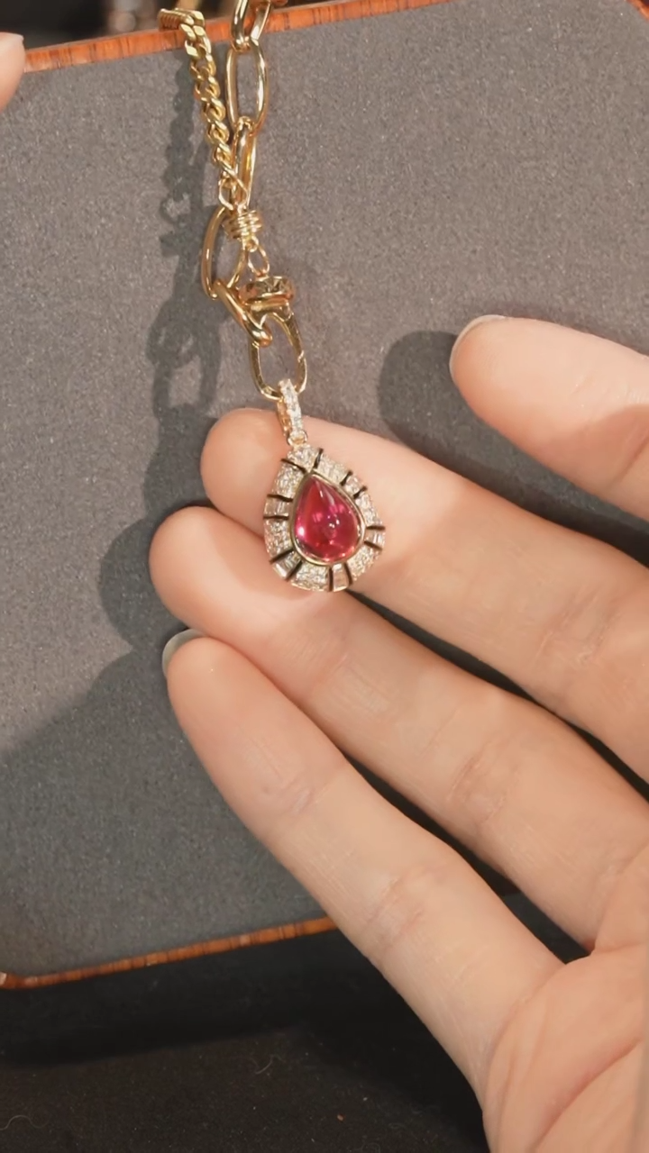 【闪购商品】碧玺吊坠(不含链)18K金镶嵌1