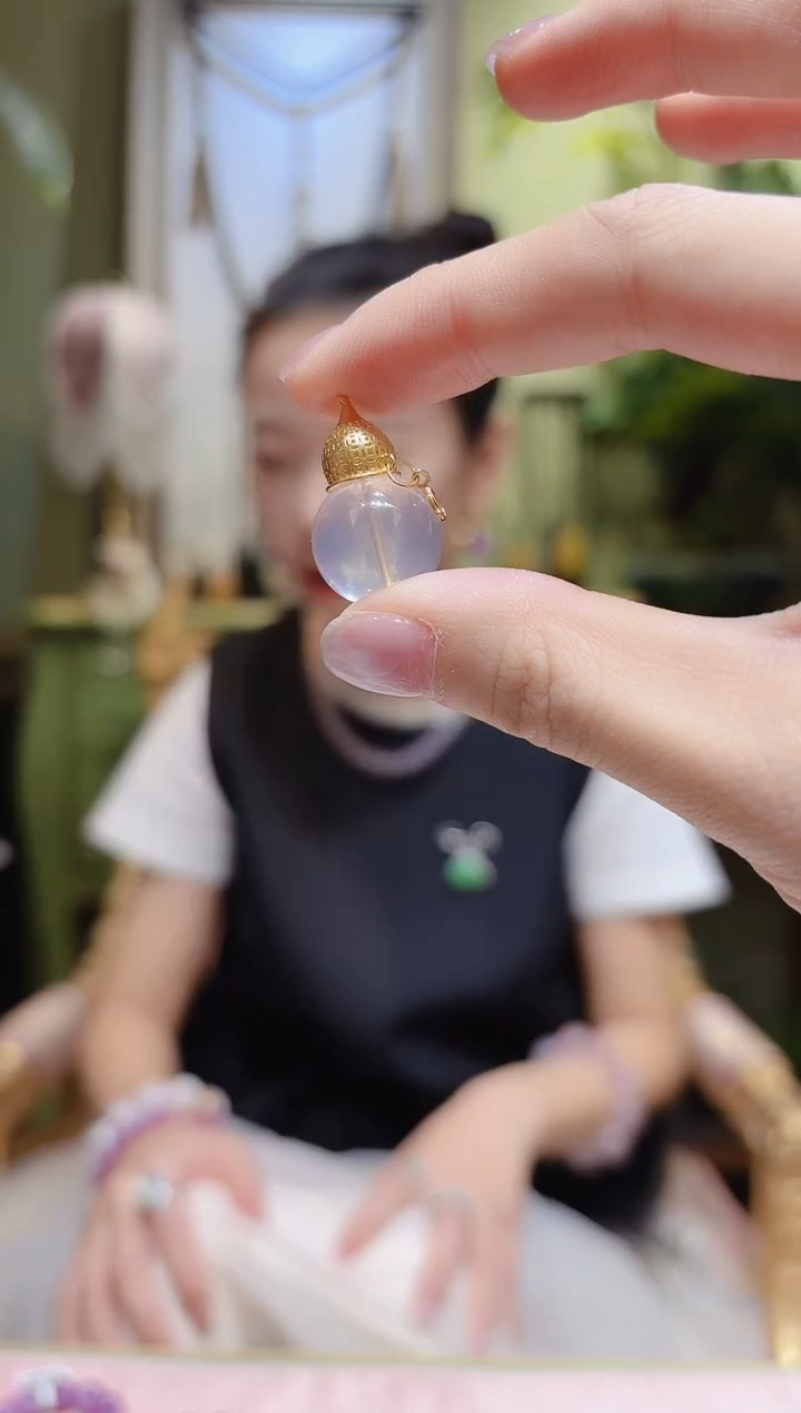 【闪购商品】水晶挂件18K金镶嵌葫芦造型粉水晶挂件