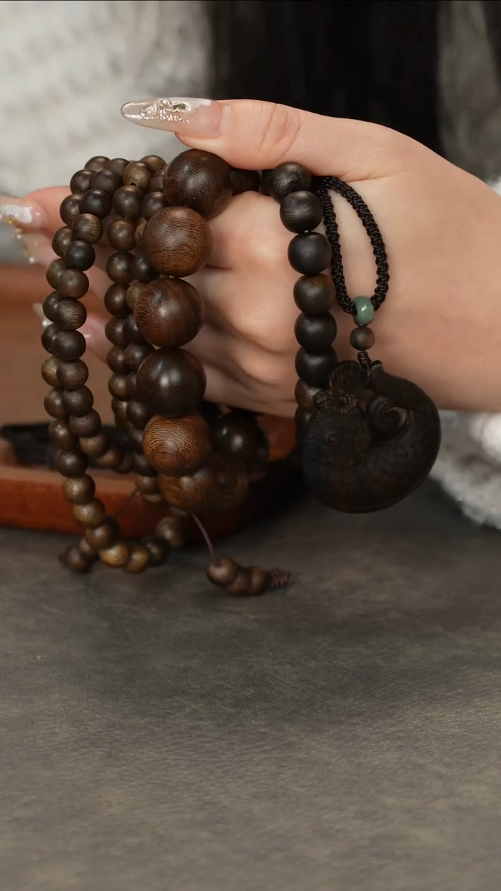 【闪购商品】沉香手串传家宝芽庄白奇金丝瘤疤料套装搭沉香木雕