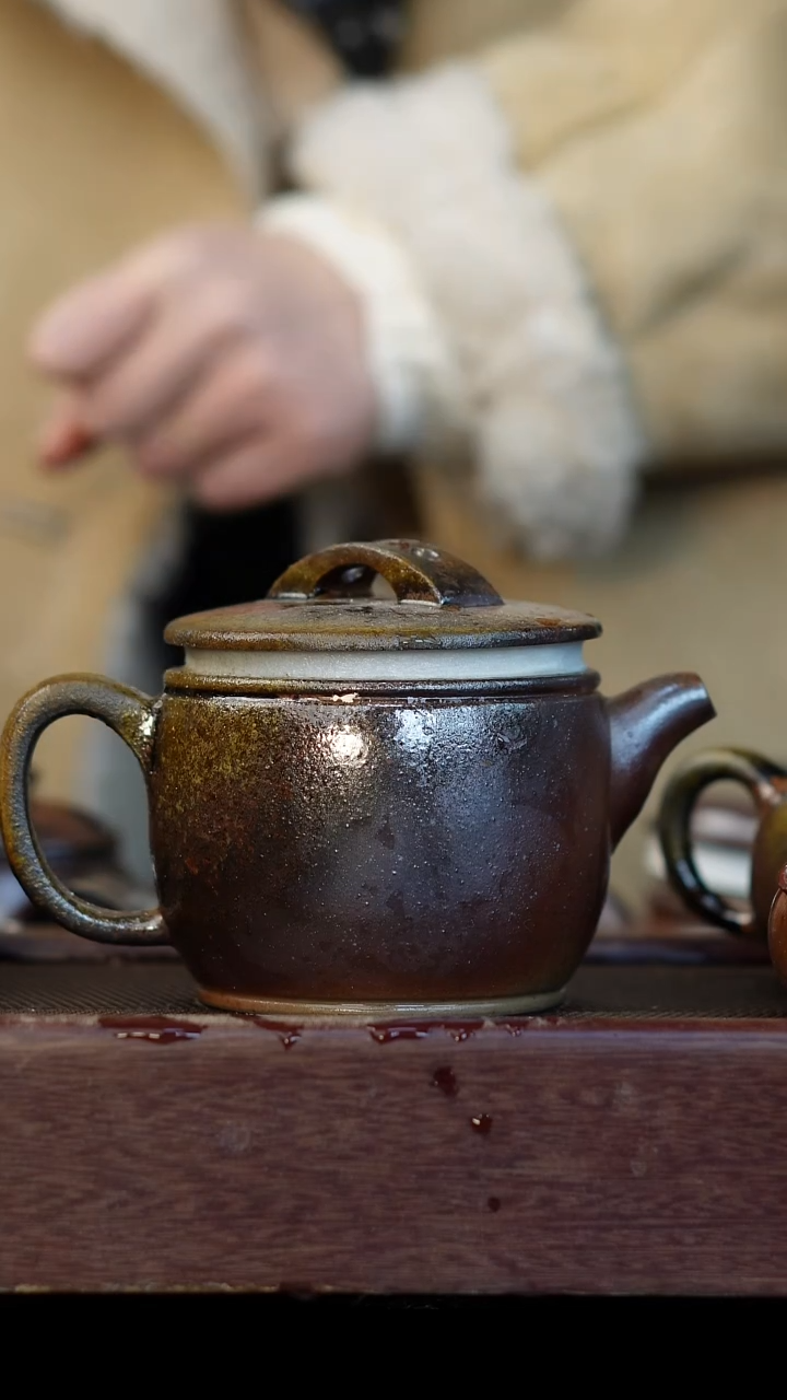 茶壶紫砂柴烧紫砂天青微瑕汉瓦