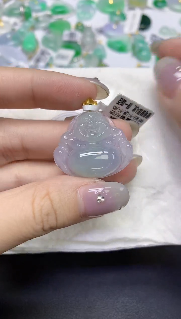 颈饰18K金镶嵌翡翠天然缅甸翡翠A货百元以上9元证书费自理