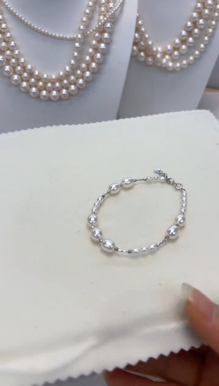 【闪购商品】淡水珍珠颈饰银S925镶嵌淡水无核