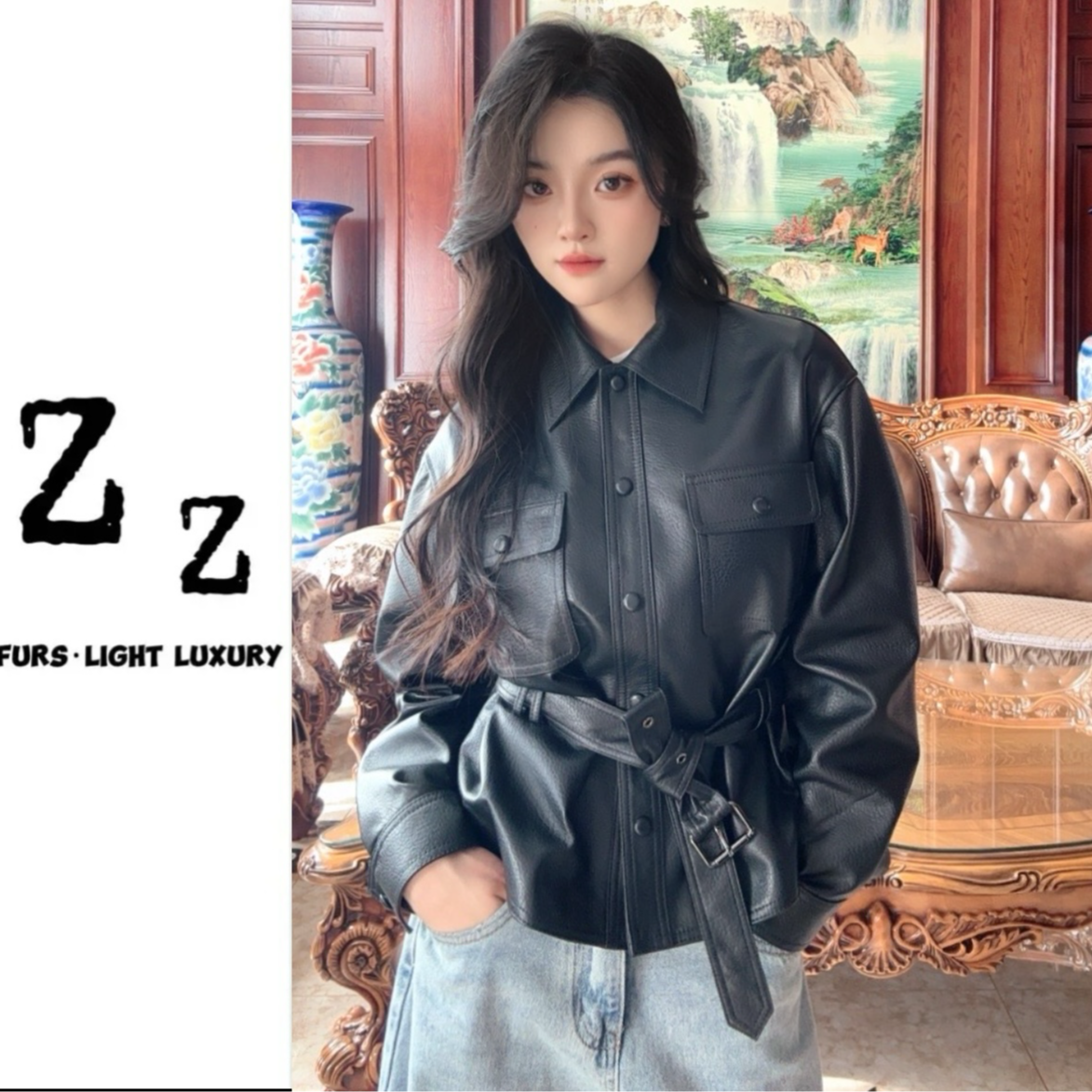 新款 2025 |傍晚时光FURS精致百搭春季新款真皮皮衣夹克外套-9978