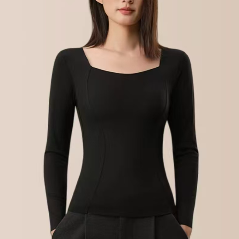 K4015 秋冬保暖长袖轻暖羽绒贴片固定杯肌肤衣 Q757-9995