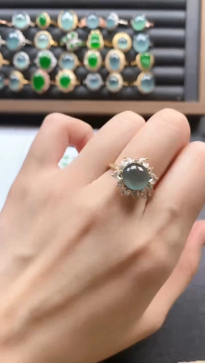 银S925镶嵌戒指翡翠5151-4