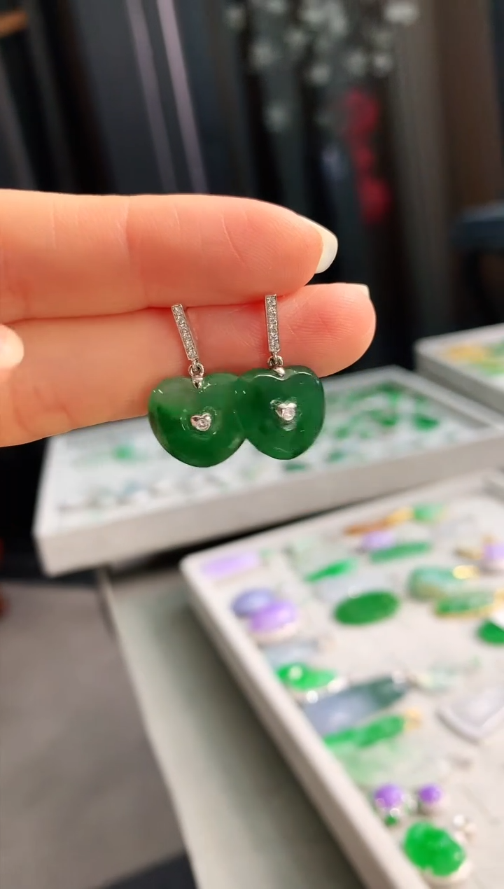 【闪购商品】翡翠耳饰18K金镶嵌耳饰