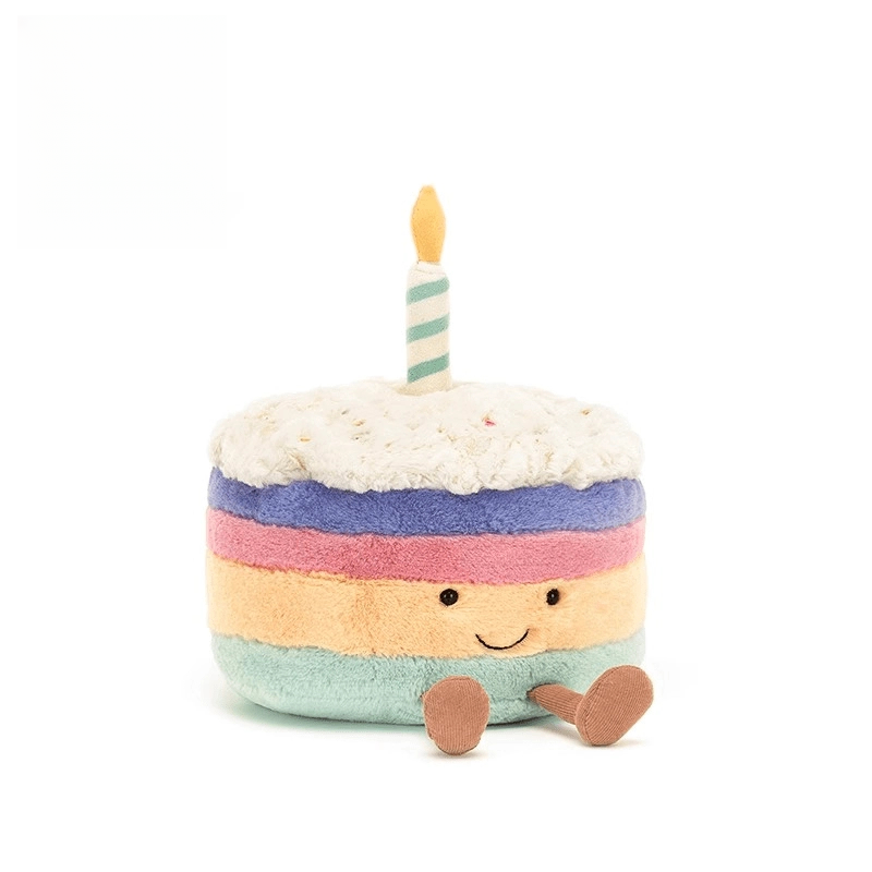jellycat趣味彩虹生日蛋糕儿童玩具毛绒玩偶娃娃