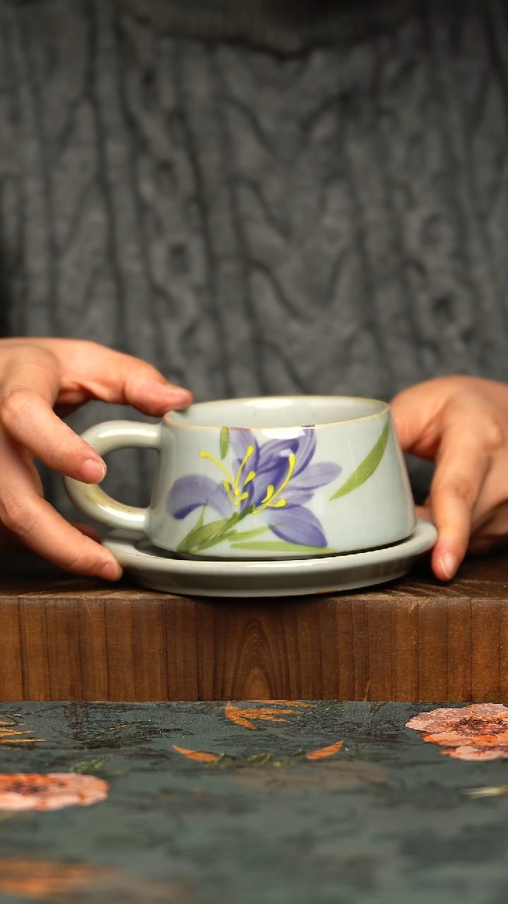 杯釉下彩手工手绘同款陶器