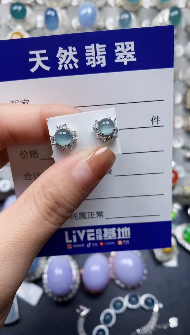 【闪购商品】翡翠耳饰银S925镶嵌0142